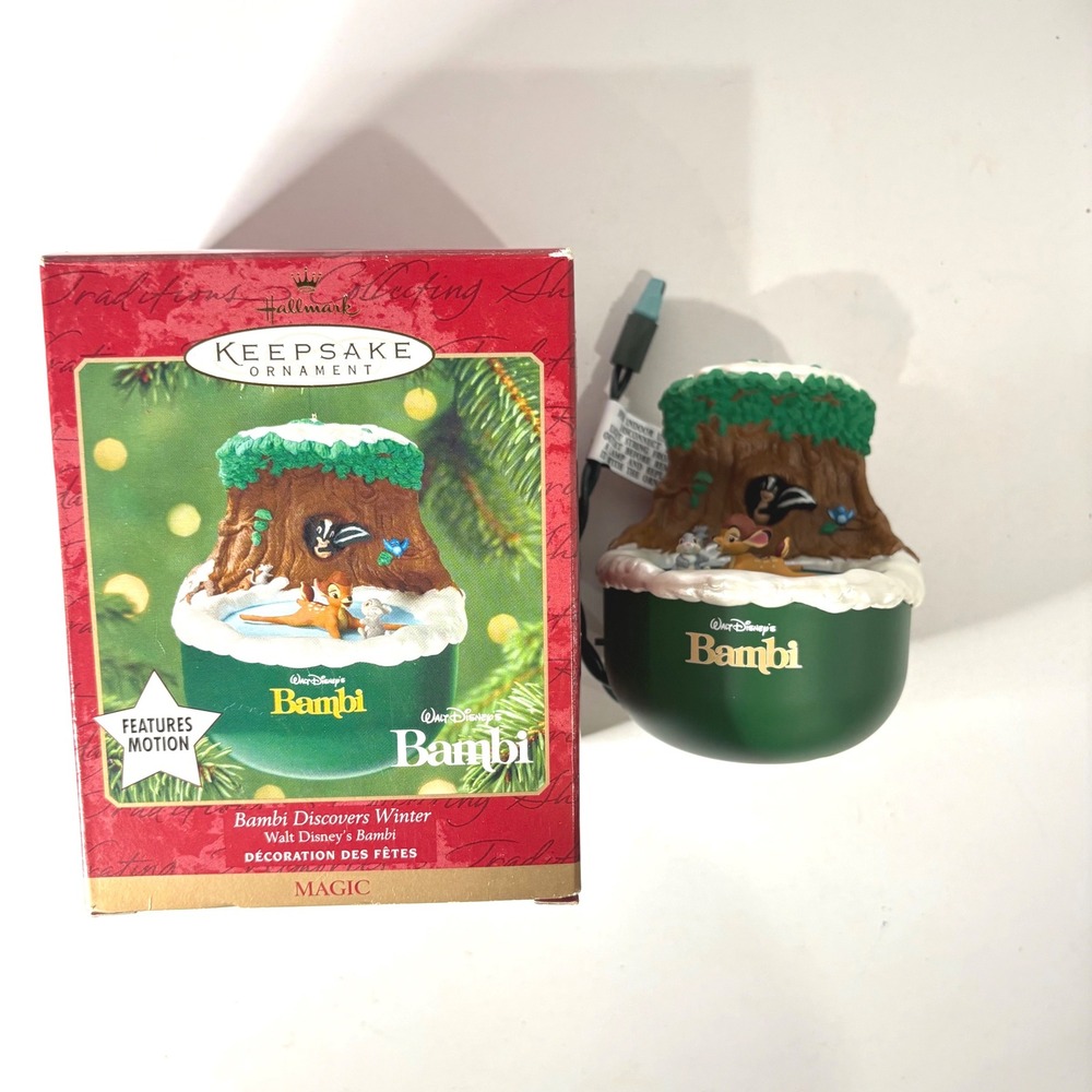 Hallmark Keepsake 2001 Disney Bambi Discovers Winter Magic Motion Ornament Boxed